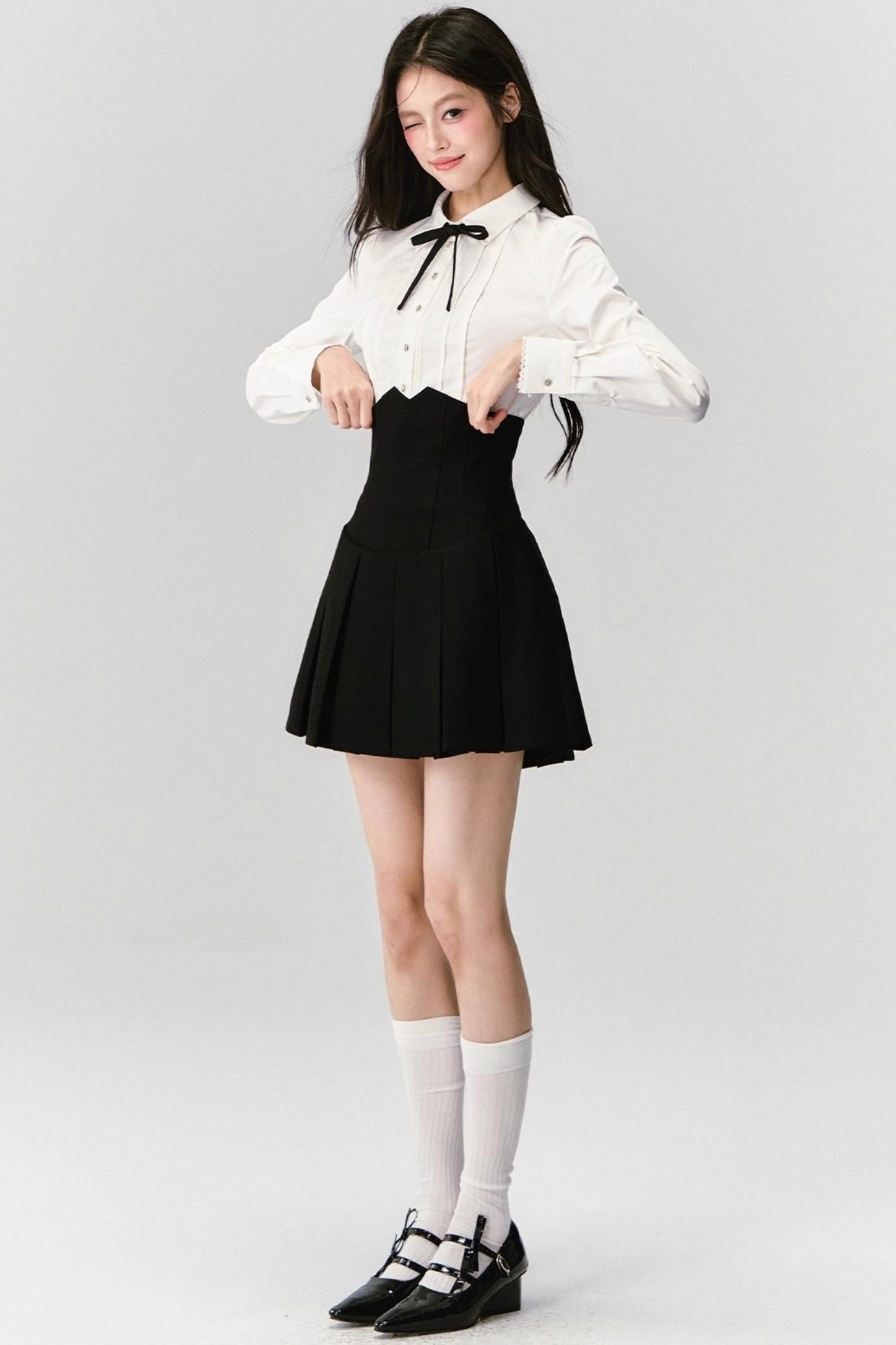 Fragile Cherry Blossom Pleated Shirt Set-Up