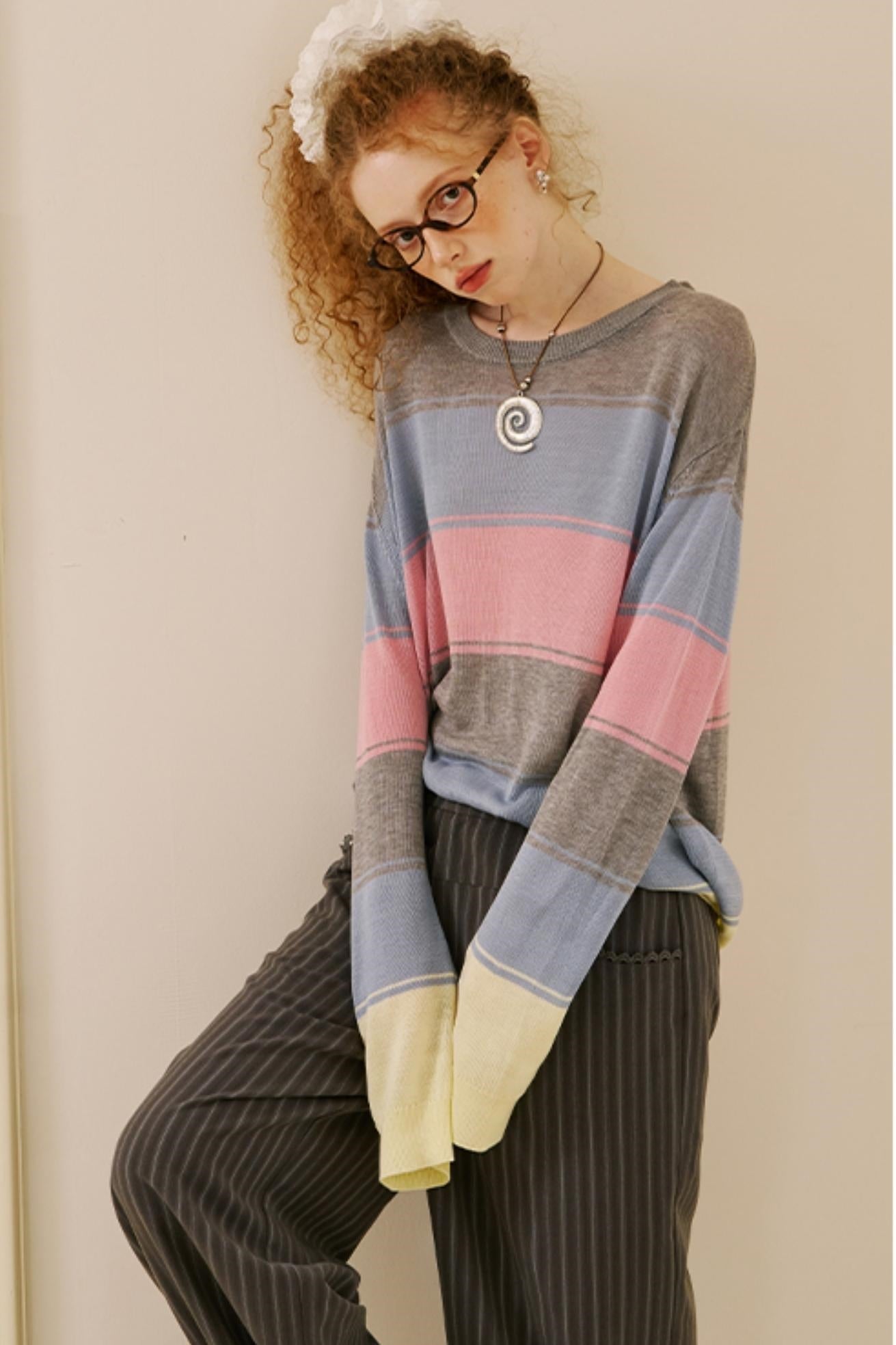 Striped Color Block Knit Top