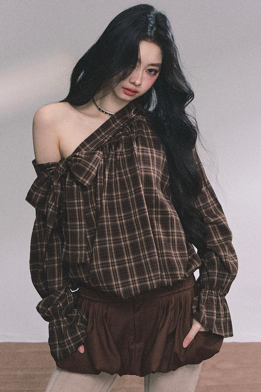 French Bow Plaid Shirt