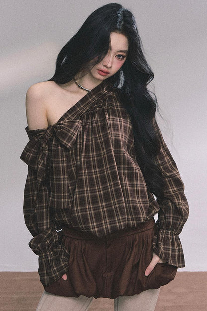 French Bow Plaid Shirt