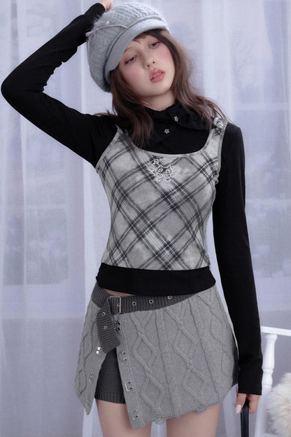 Gray Rhombus Sweater Skirt