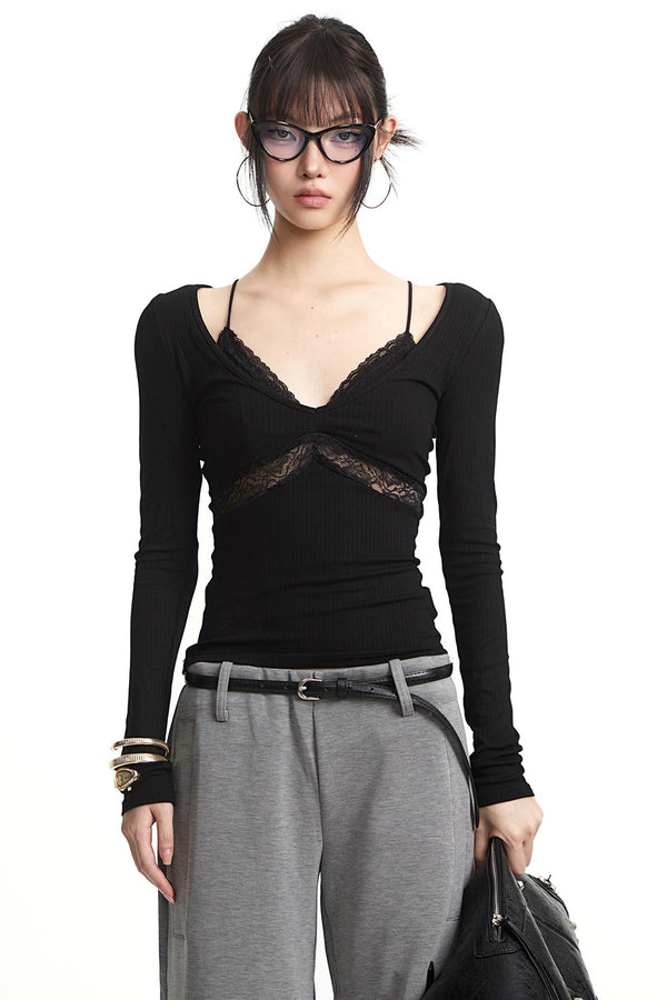 Retro Gray Two-Piece Top