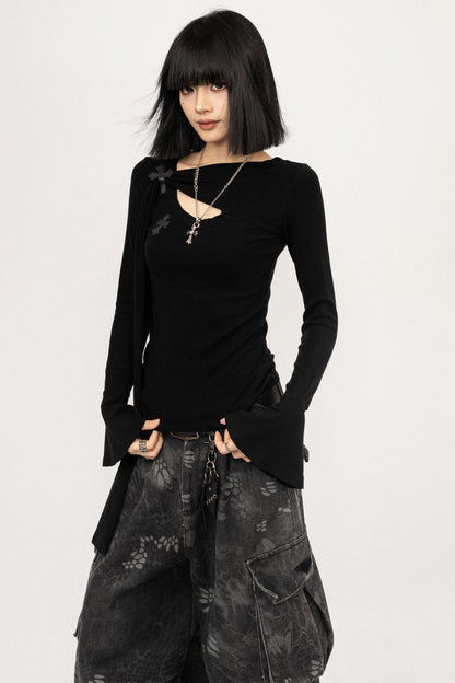 Retro Bell-Bottom Sleeve Top