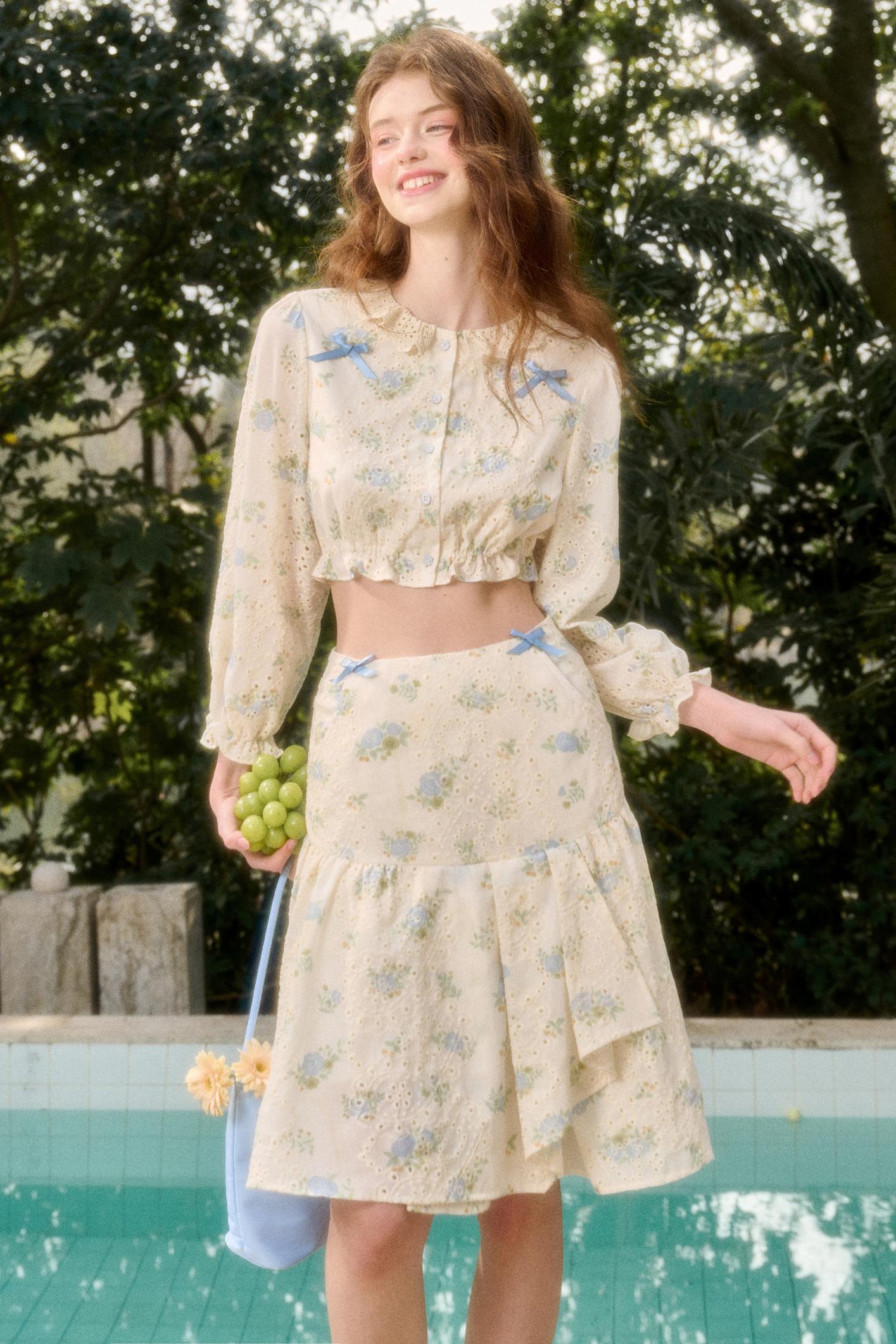 Sea Of Glass Cotton Skirt Set-Up