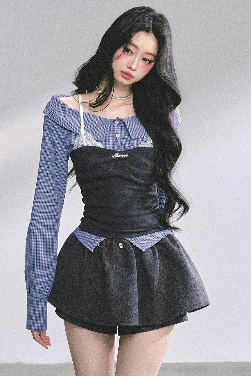 Oran Plaid Lace T-Shirt