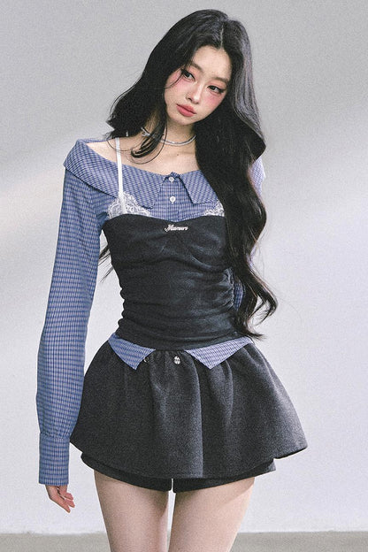 Oran Plaid Lace T-Shirt