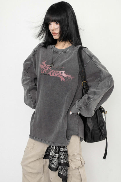 Vintage Wash Oversized Long Sleeve Tee