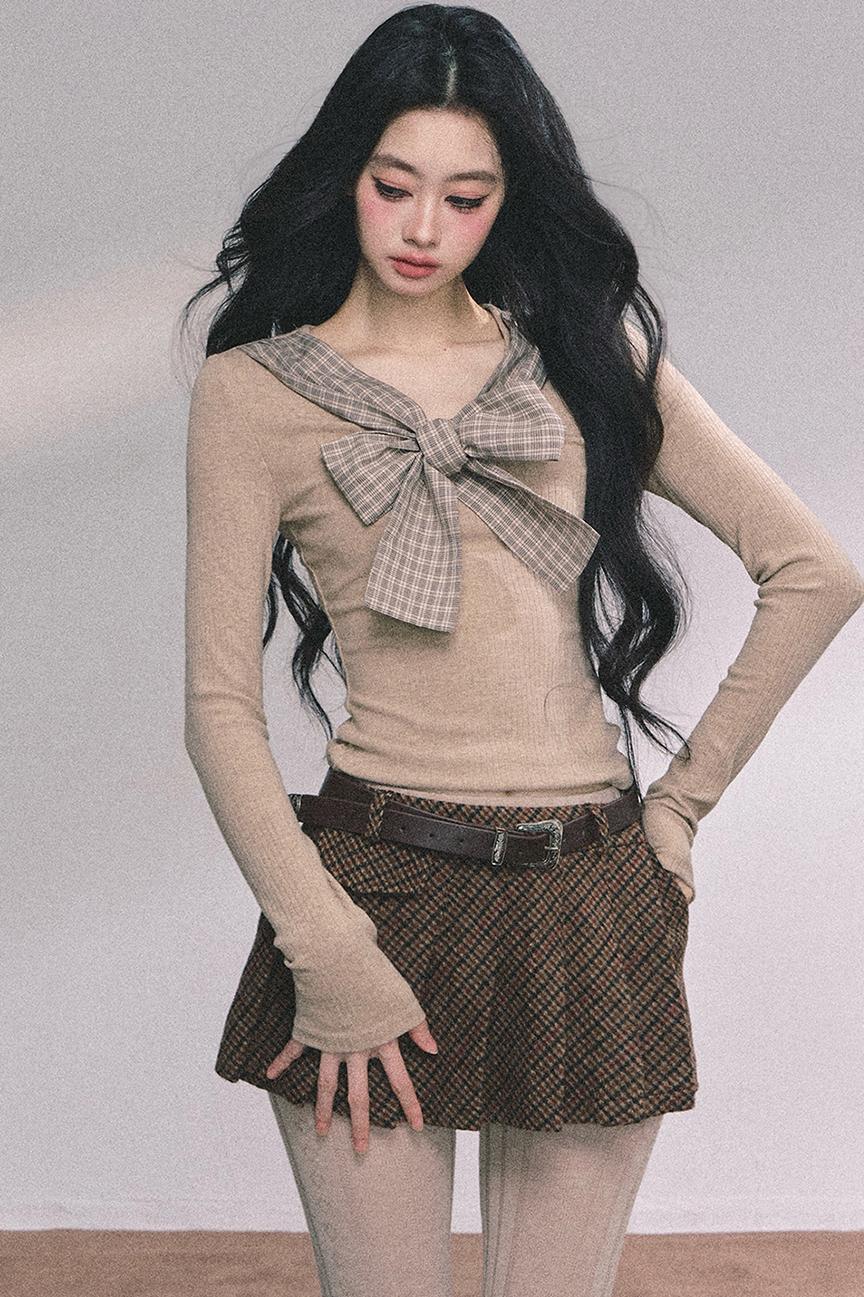 American Plaid Knitted T-Shirt