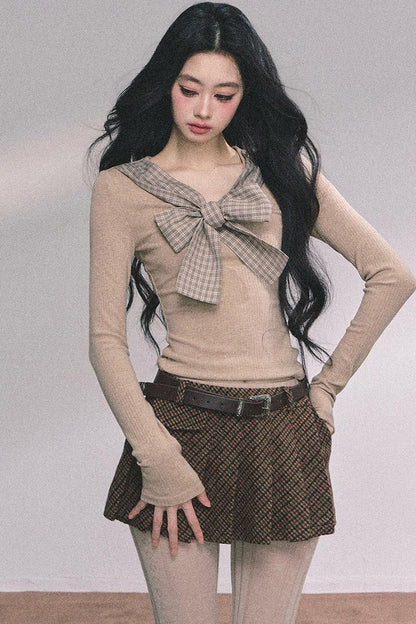 American Plaid Knitted T-Shirt