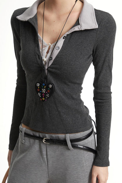 Dark Gray Polo Top