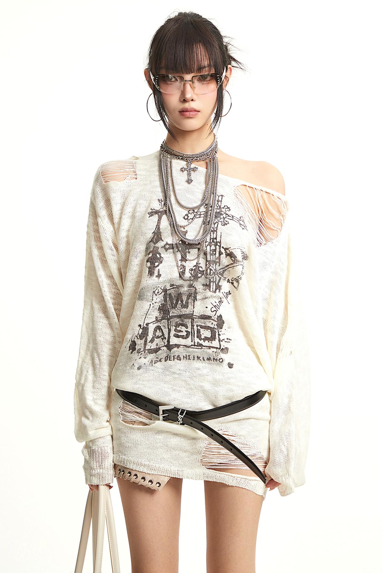 Khaki Off-Shoulder Knitted Top