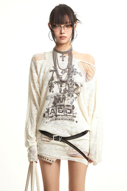 Khaki Off-Shoulder Knitted Top