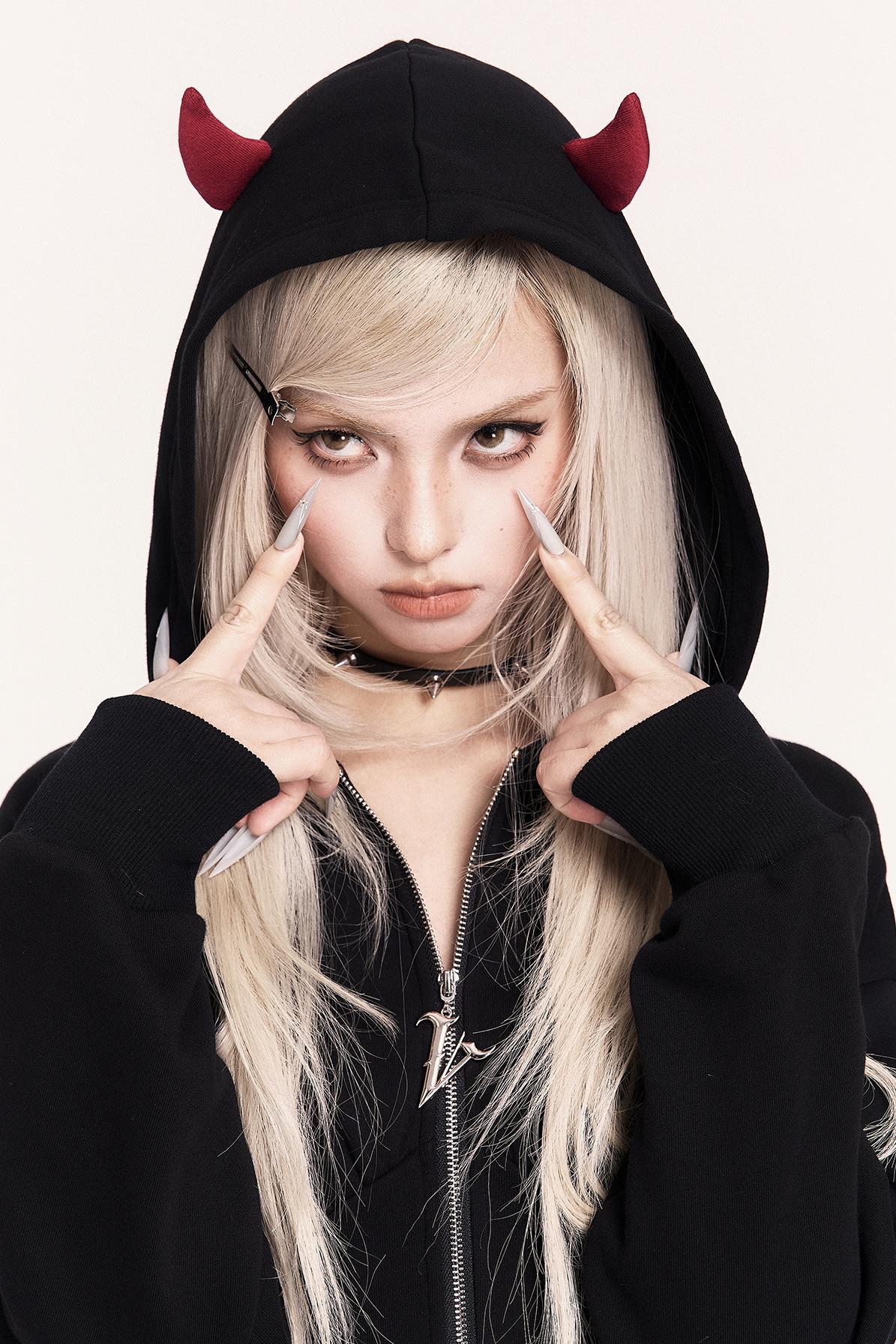 Dark Sweet Devil Hooded Dress Set-Up