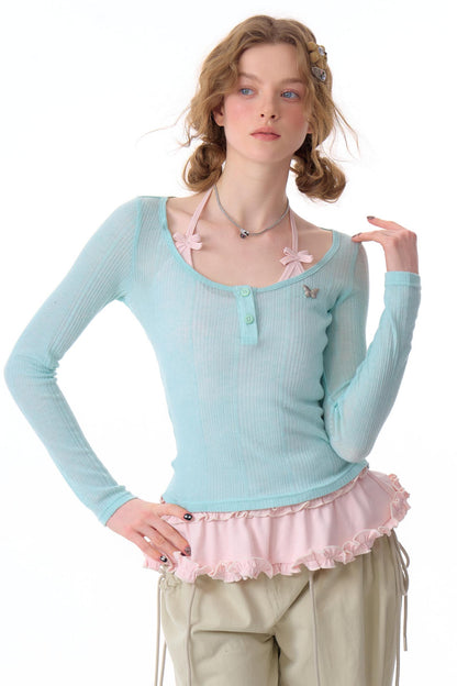 Cropped Knit Halterneck Vest