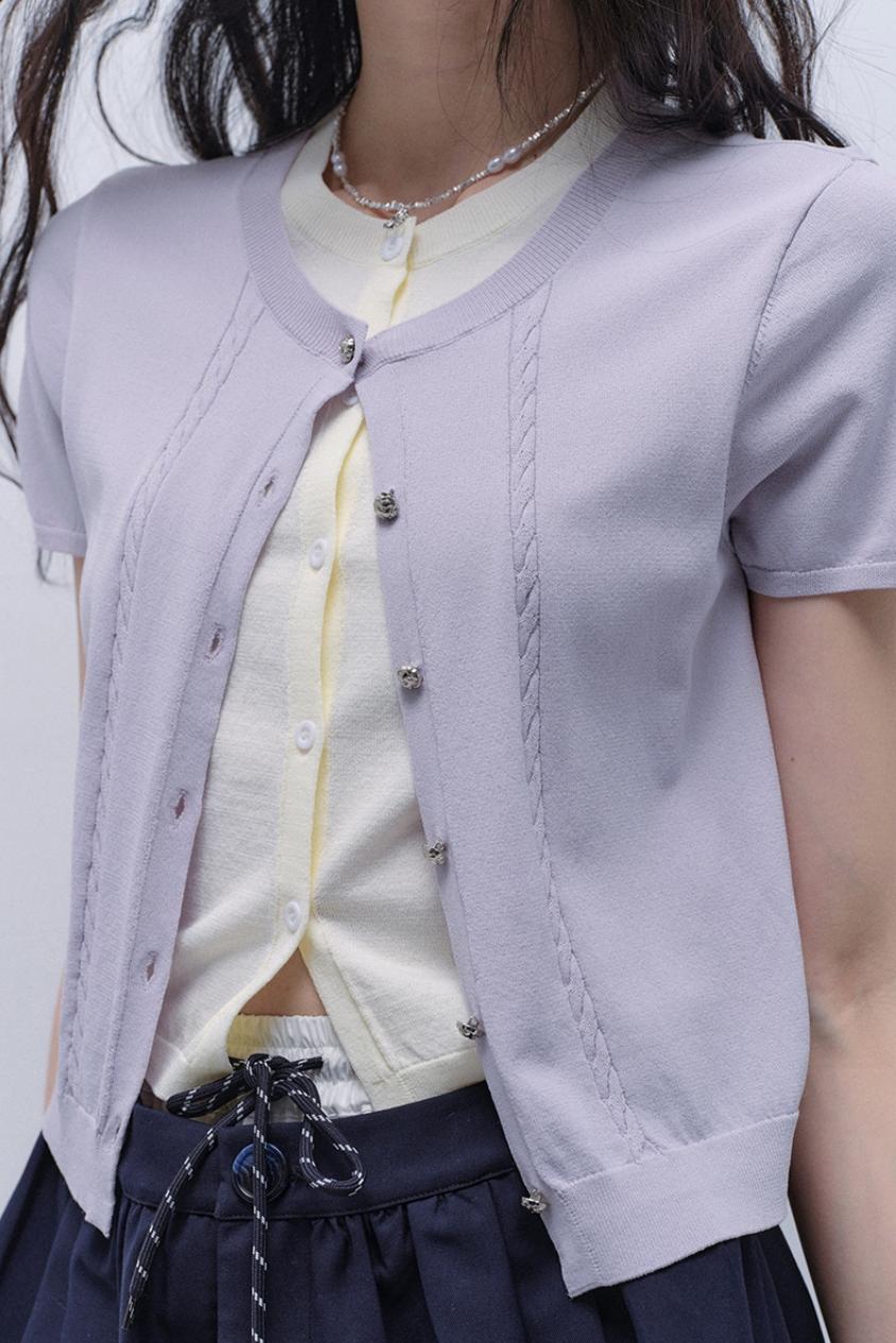 Purple Chimes Knit Cardigan Set-Up