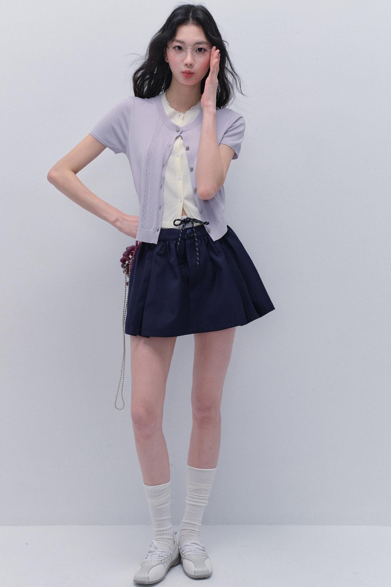 Purple Chimes Knit Cardigan Set-Up