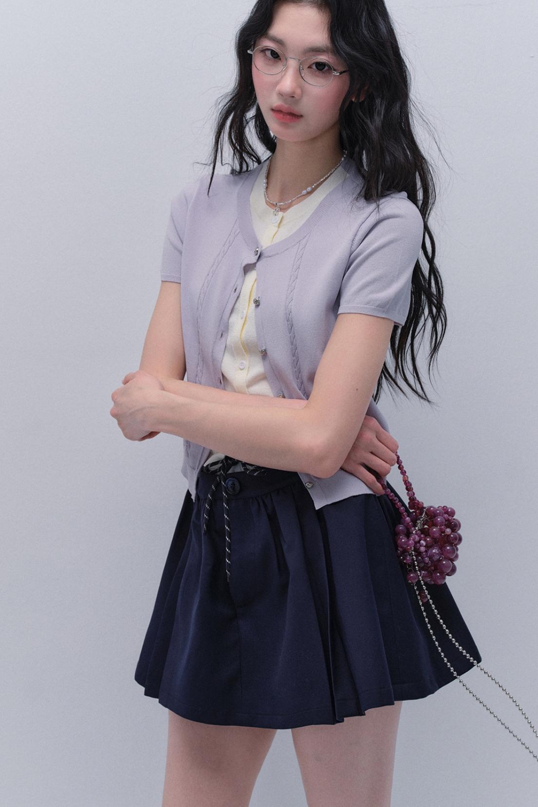 Purple Chimes Knit Cardigan Set-Up