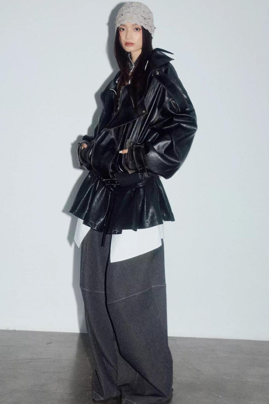 Dark Rock Distressed Leather Jacket