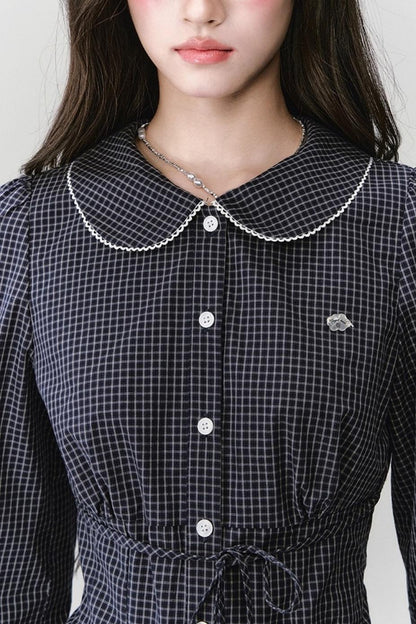 Fragile Preppy Style Shirt Skirt Set-Up