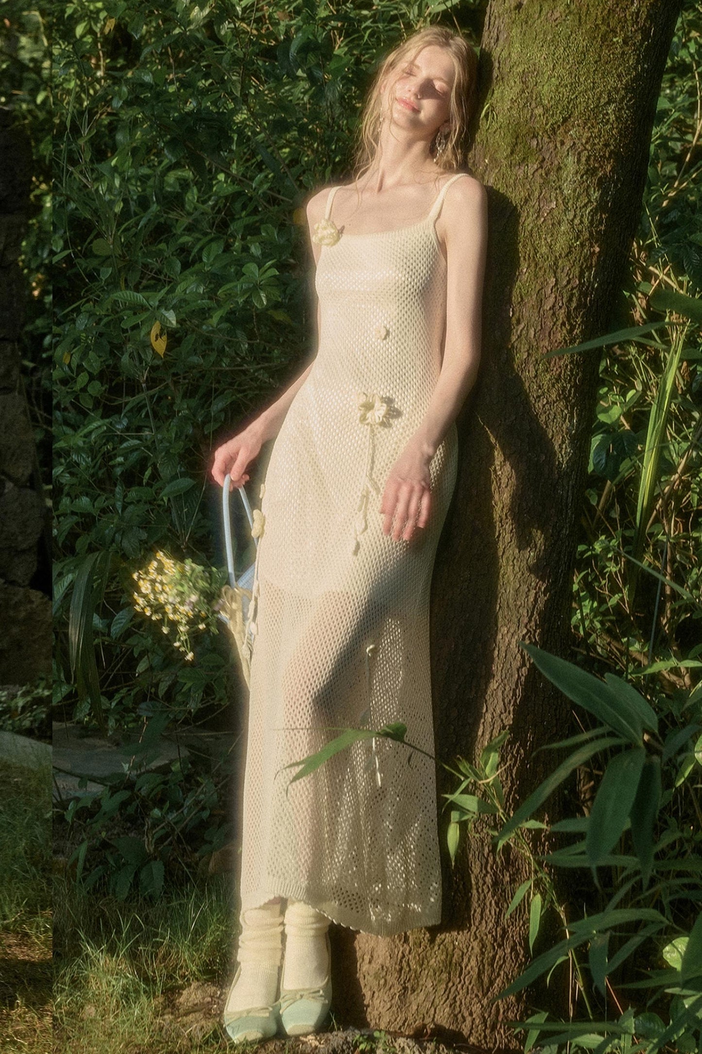 White Floral Knit Dress