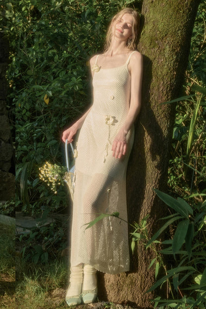 White Floral Knit Dress