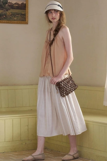 White Lace-up Camisole Set