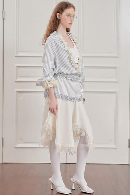 Striped Lace Half-Skirt
