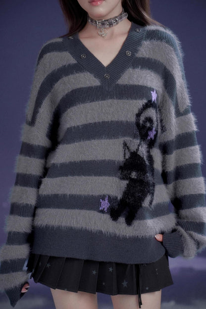 Energetic Striped V-Neck Top