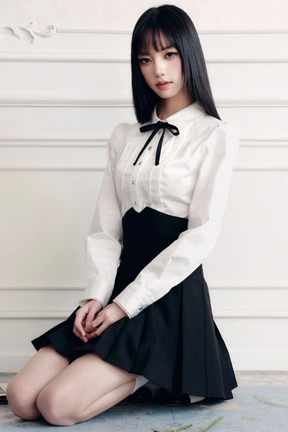 Fragile Cherry Blossom Pleated Shirt Set-Up