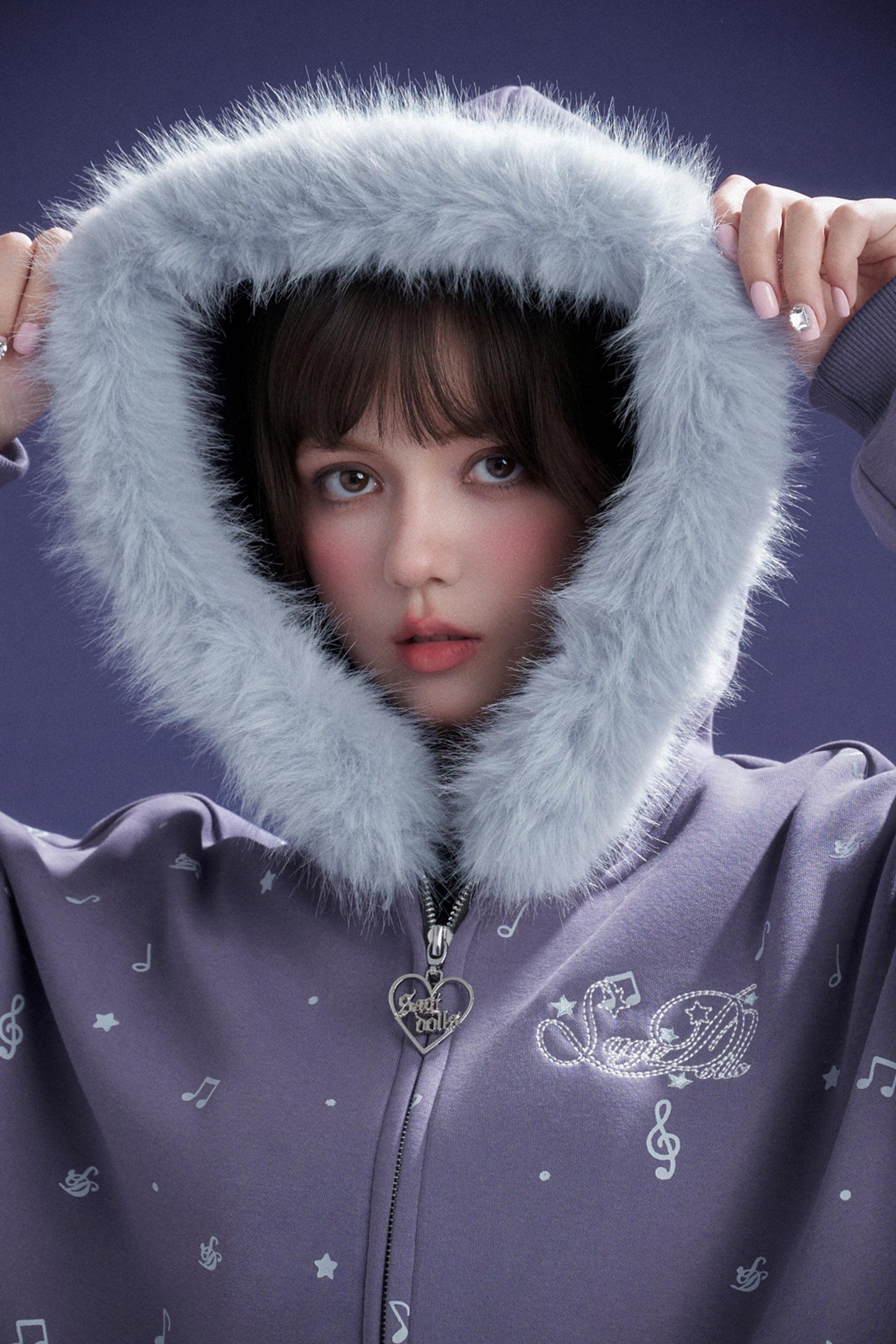 Purple Fleece Hooded Jacket