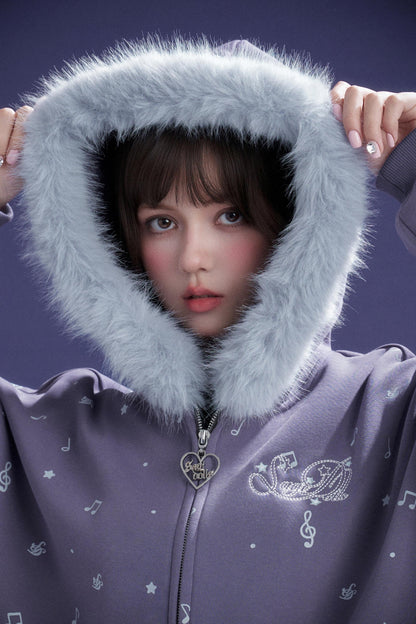 Purple Fleece Hooded Jacket