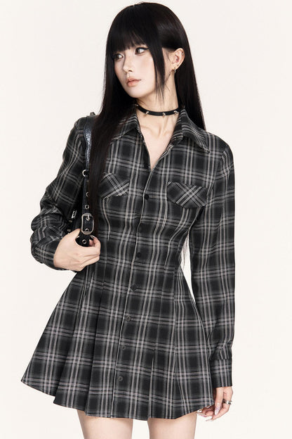 Dark Plaid Long Dress