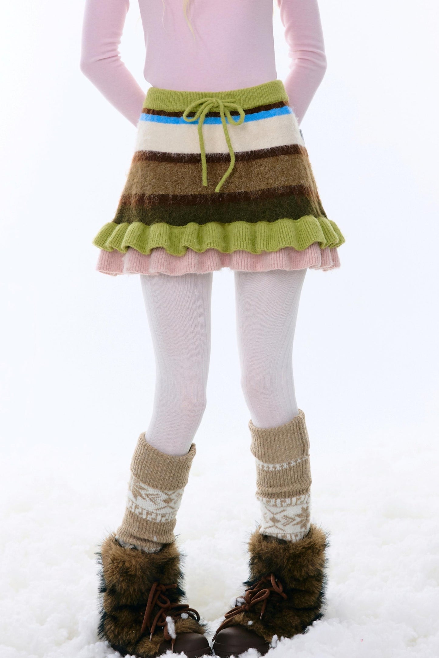 Retro Striped Knitted Skirt