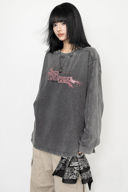 Vintage Wash Oversized Long Sleeve Tee