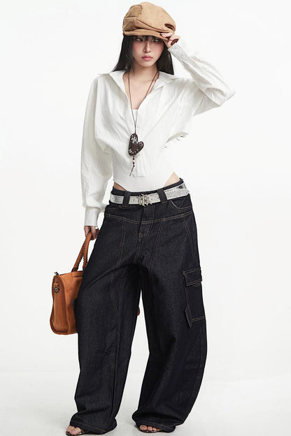 Korean Style White Two-Piece Shirt