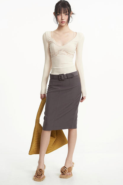 Retro Gray Two-Piece Top