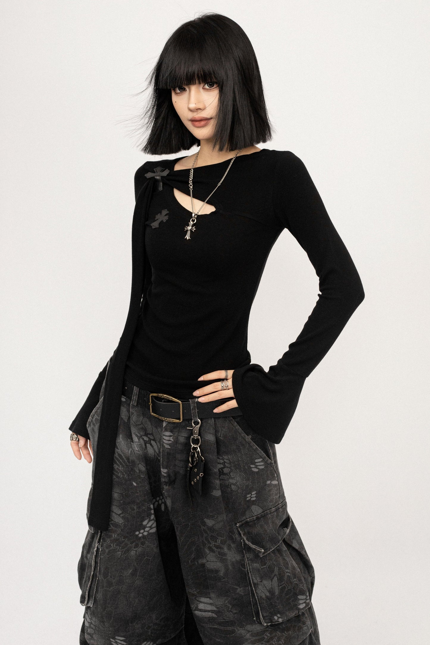 Retro Bell-Bottom Sleeve Top