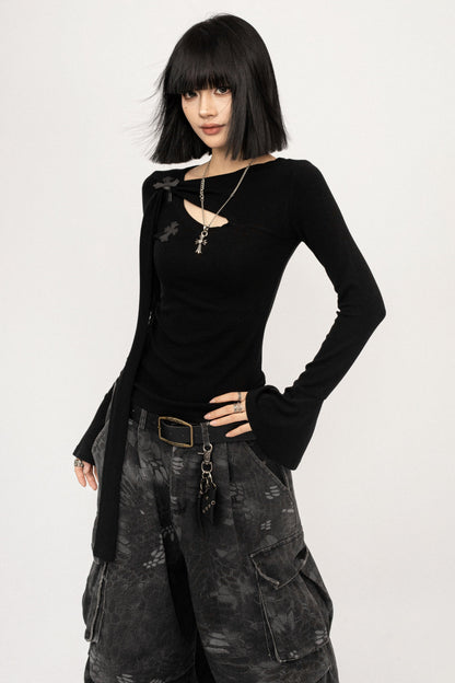 Retro Bell-Bottom Sleeve Top