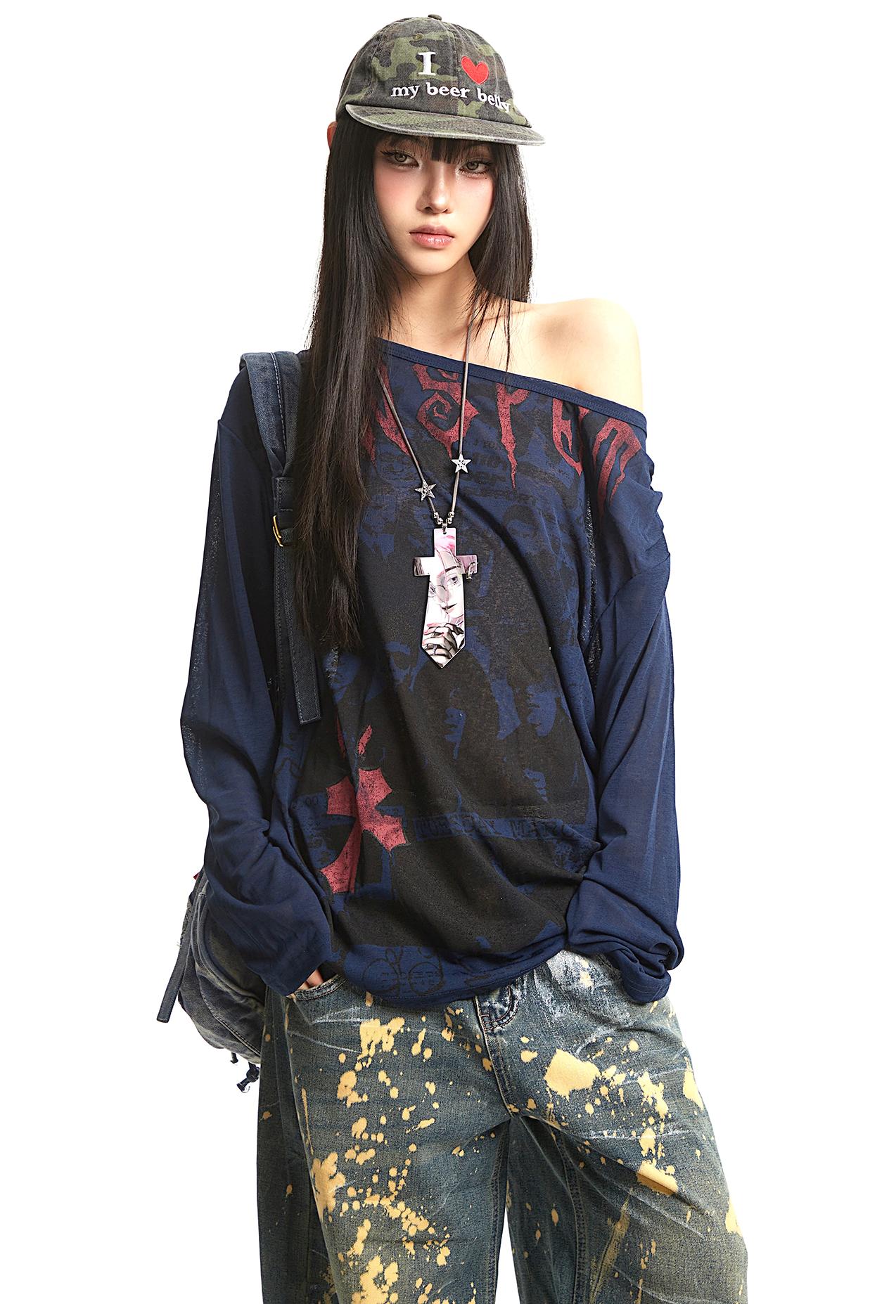 Retro Off-Shoulder Blouse