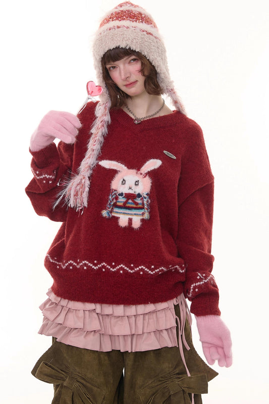 Soft Glutinous Lazy V-Neck Sweater