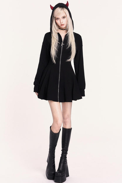 Dark Sweet Devil Hooded Dress Set-Up