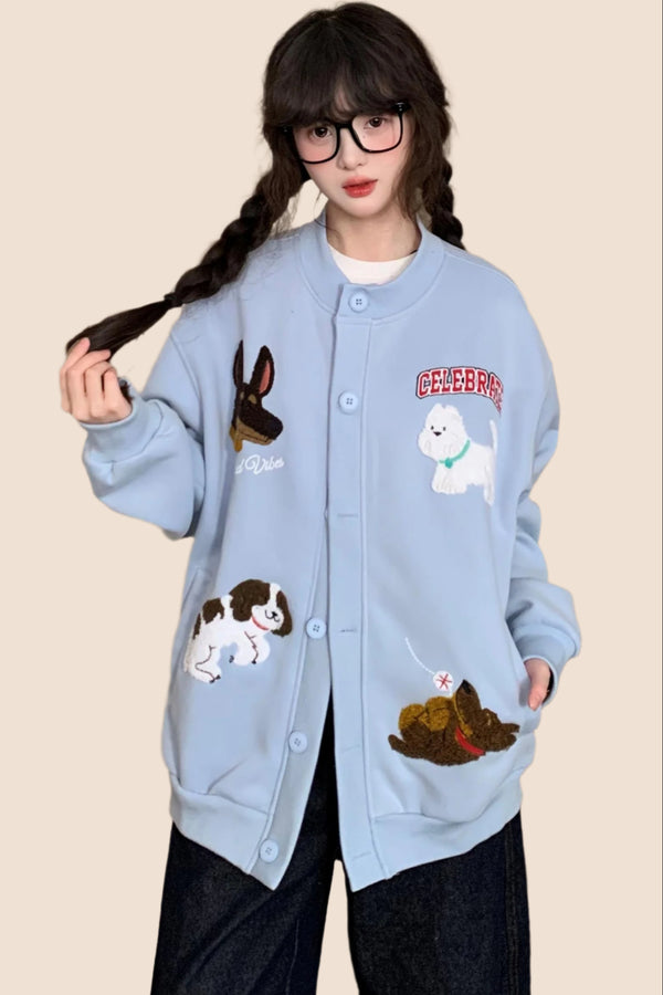 Casual Embroidery Sweatshirt Cardigan