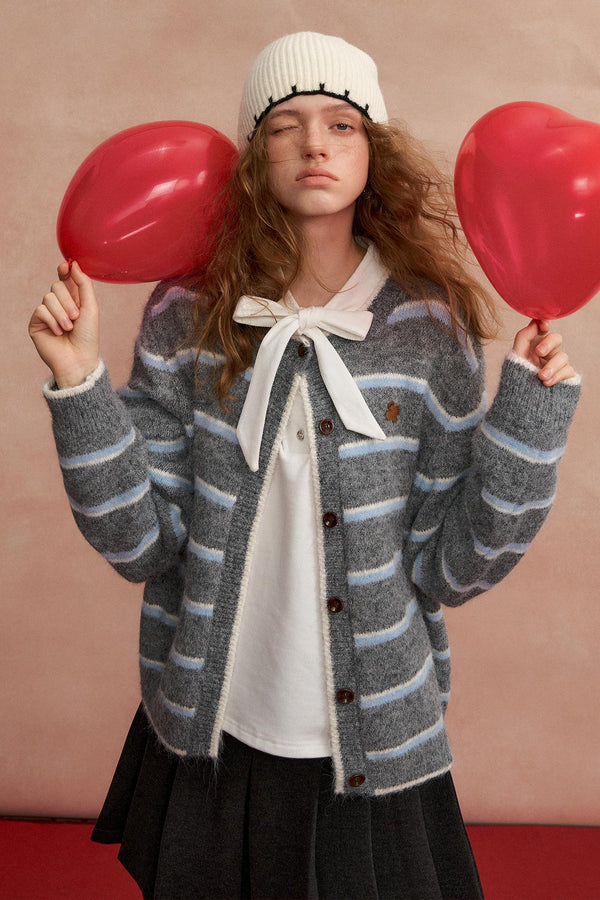 Somesowe Retro Stripesd Cardigan