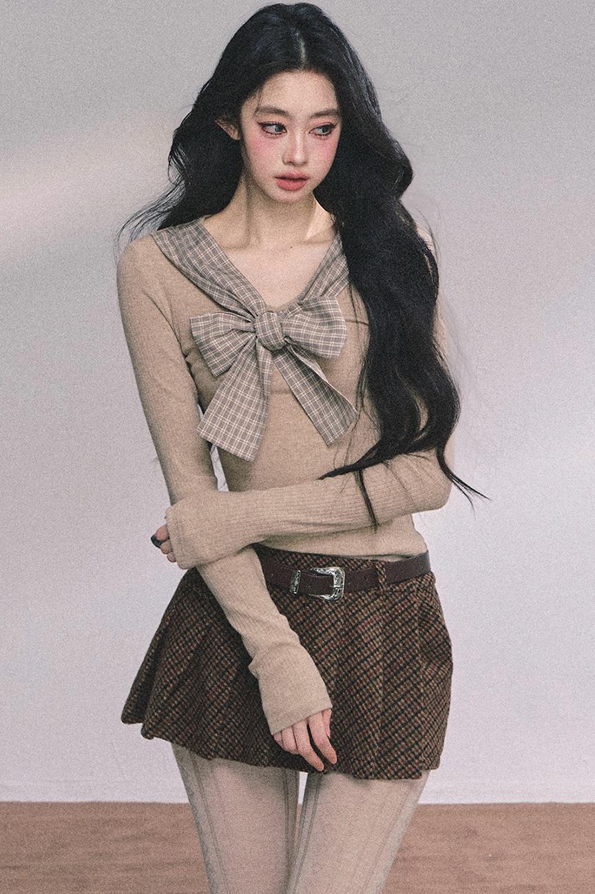 American Plaid Knitted T-Shirt