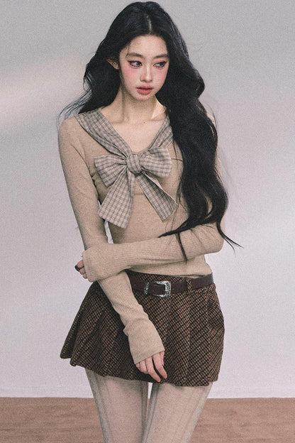 American Plaid Knitted T-Shirt