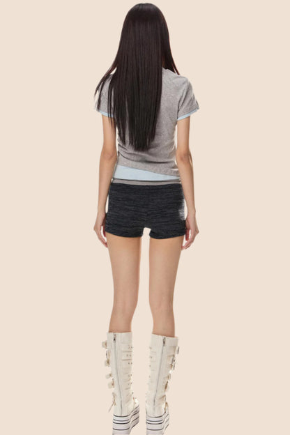 EZEK 아메리칸 3D 활 프린트 반팔 티셔츠 여성 여름 신상 베이비 주름 가짜 투피스 탑 타이드 