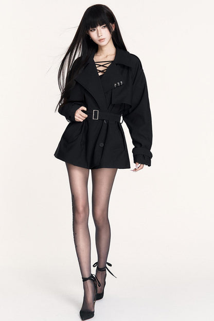 Lace-Up Trench Coat
