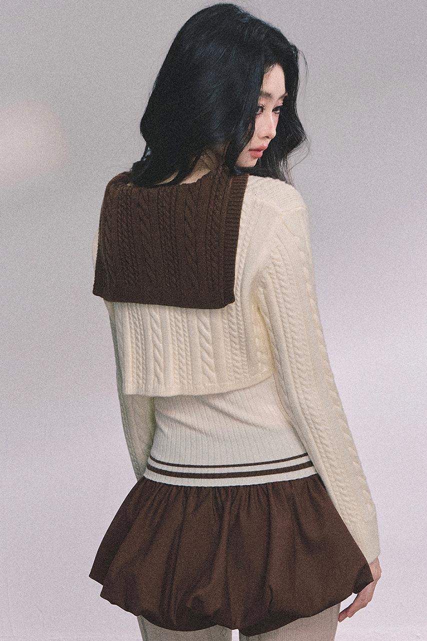 Navy Knitted Sweater Womens Top Set