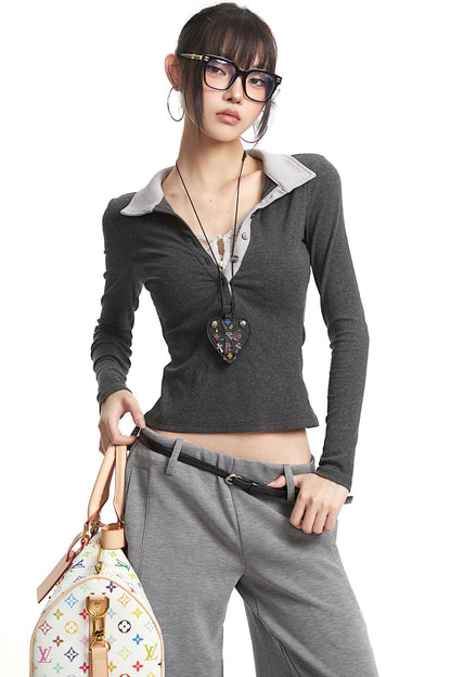 Dark Gray Polo Top