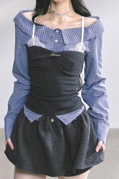 Oran Plaid Lace T-Shirt